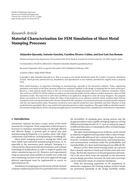 Material Characterization for FEM Simulation of Sheet 